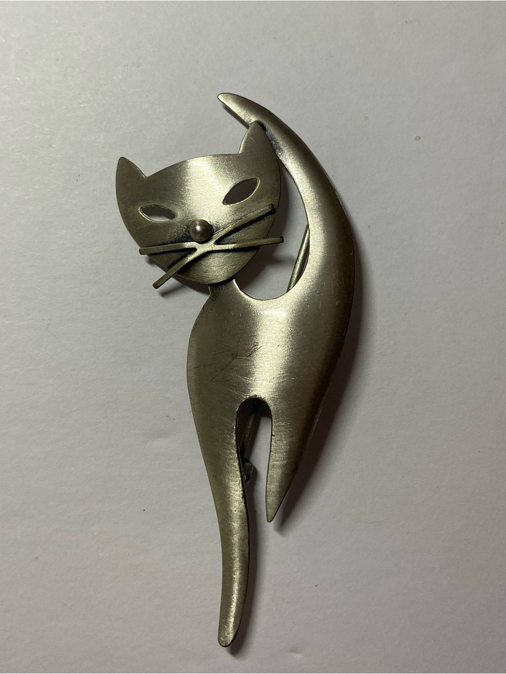 Vintage Danecraft Signed 925 Sterling Silver Cat Brooch